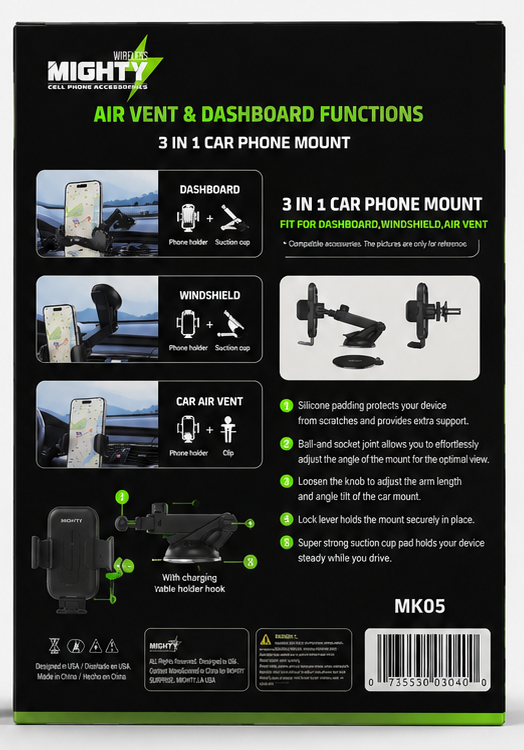 3 In 1 Car Phone Mount