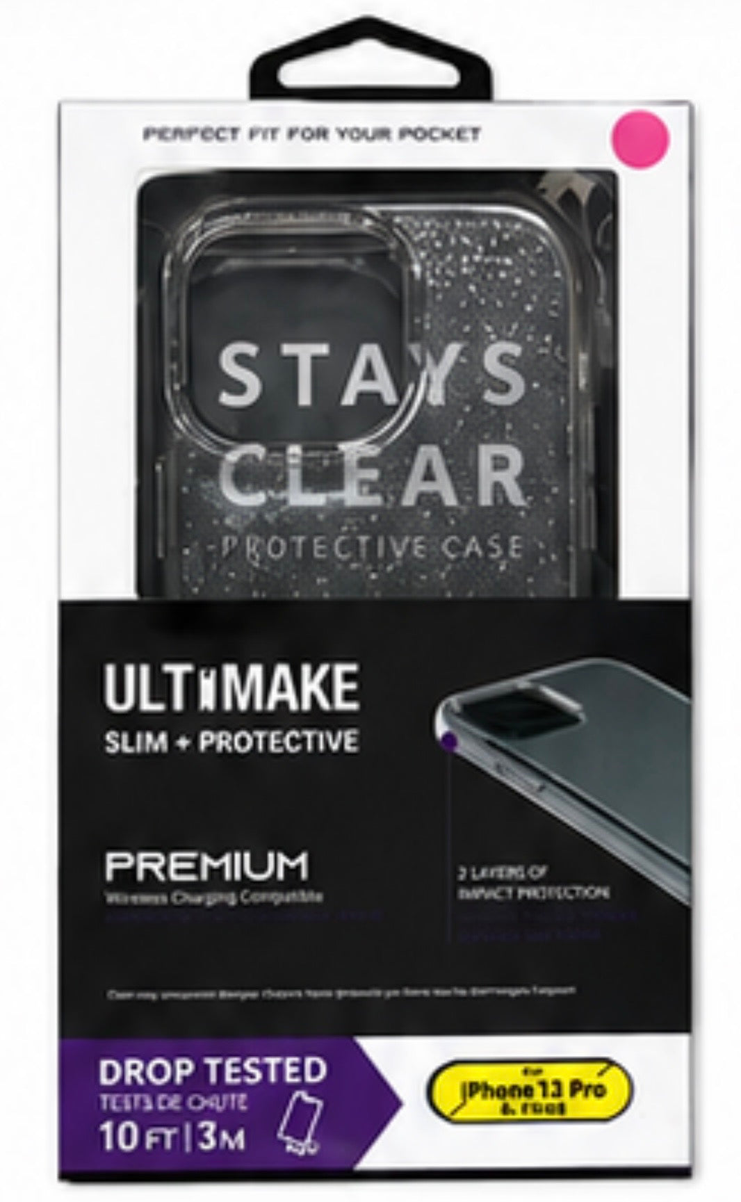 iPhone 13 Pro Grey Glitter Clear Protective Case – Shockproof Slim Cover