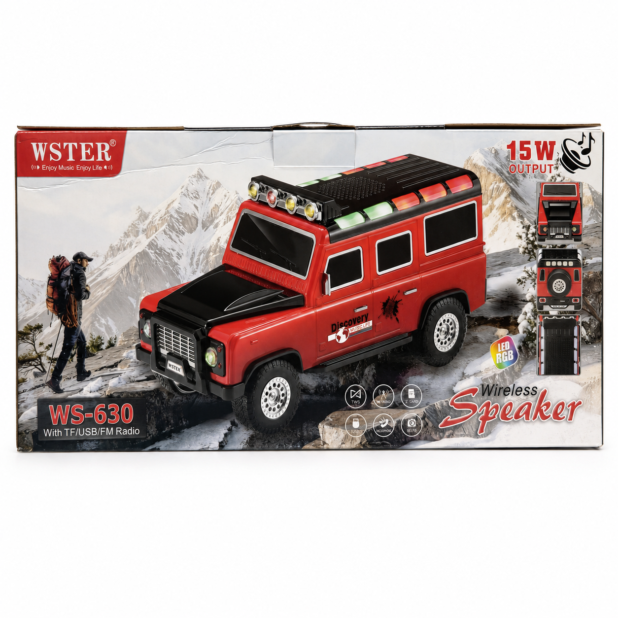 WSTER WS-630 15W Car-Shaped Bluetooth Speaker with RGB LED Lights