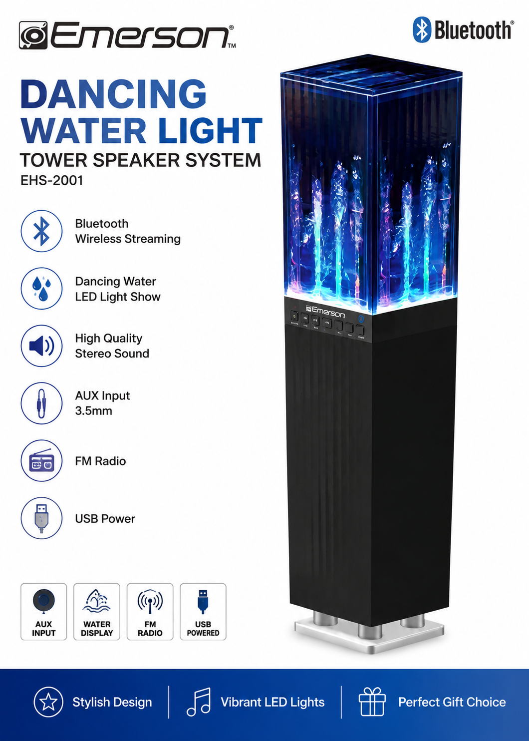Emerson Dancing Water Light Tower Speaker System
