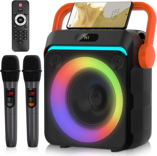 Portable Karaoke Machine with 2 Wireless Mics