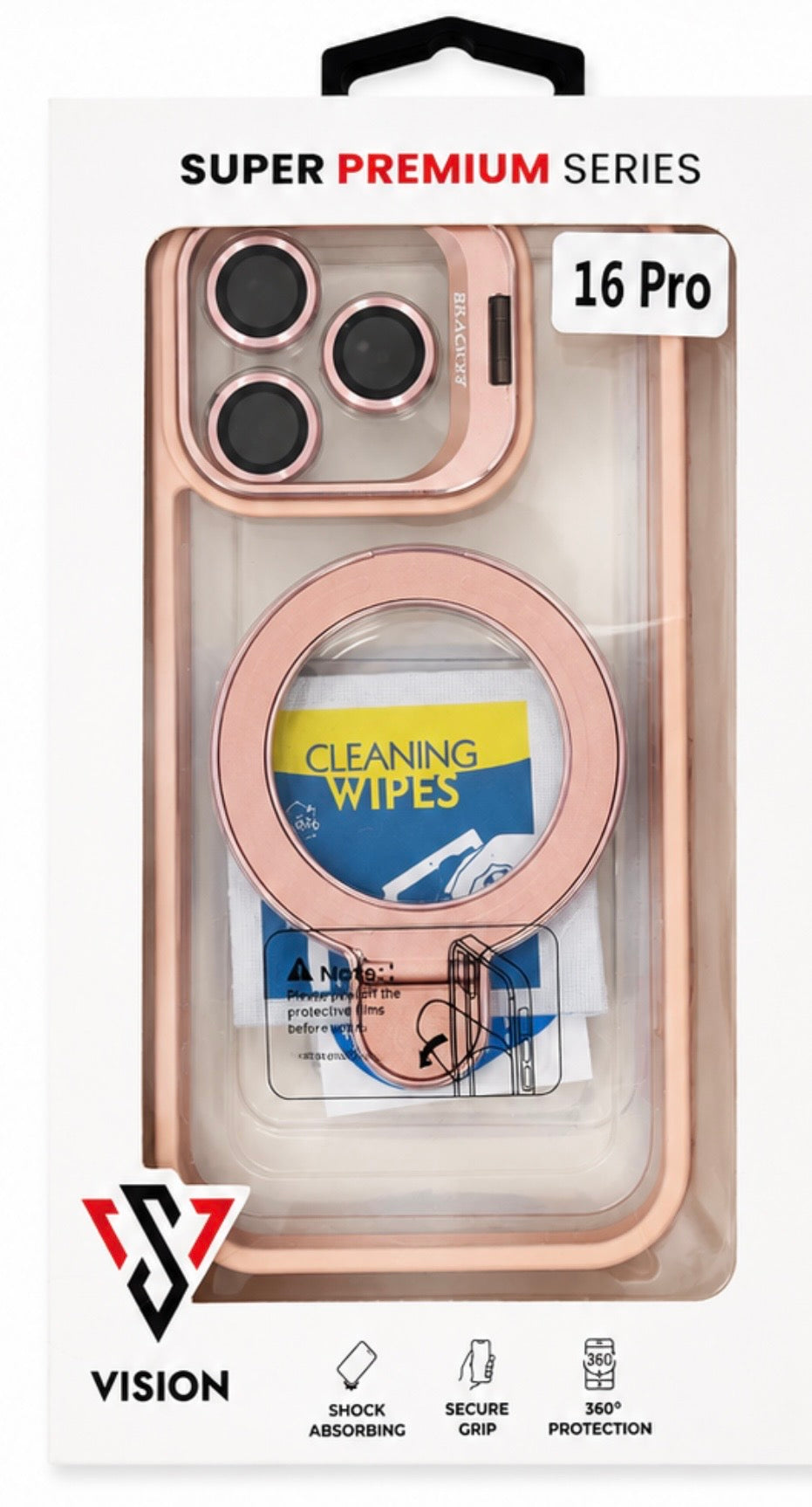 Magnetic clear case with 2 kickstand and camera for iPhone 16 pro