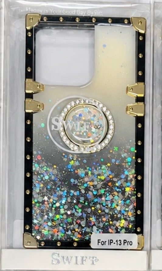 Glitter Ring Holder Case for IPhone 13 Pro- Grey