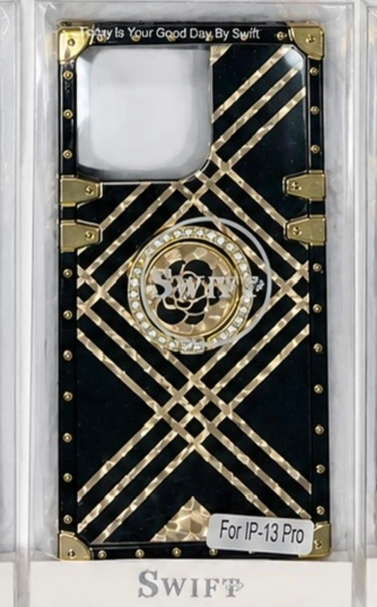 Glitter Ring Holder Case for IPhone 13 Pro- Black X