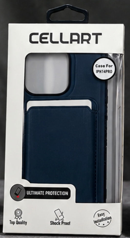 iPhone 14 Pro CELLART Dark Blue Built-in Card Holder Phone Case