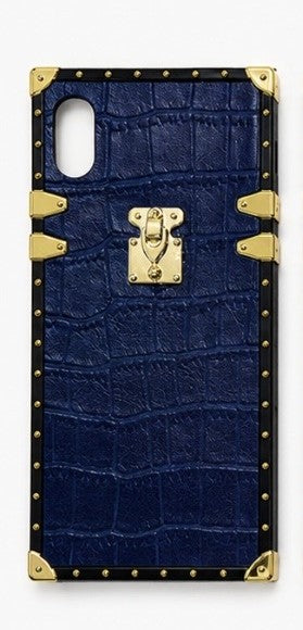 Luxury Crocodile Pattern Blue Phone Case for iPhone XR