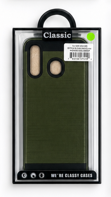 Classic Black and Dark Green Hard Case for Samsung A20/A205