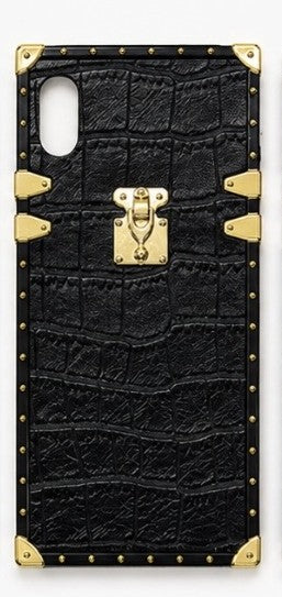 Luxury Crocodile Pattern Black Phone Case for iPhone XR