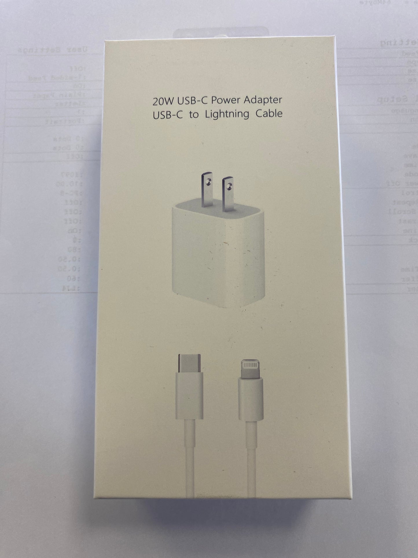 20W USB-C Power Adapter (USB C- to lightning Cable)