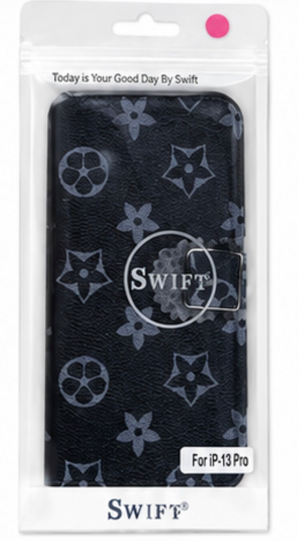 iPhone 13 Pro Luxury Monogram Wallet Case – Magnetic Flip Phone Cover