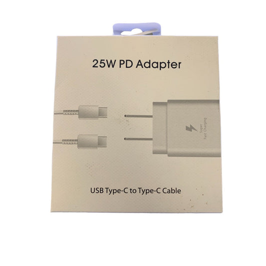 25W PD Adapter USB Type C to Type-C Cable - White
