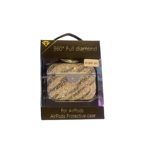 360 Full Diamond Airpods Pro Protective Case - Silver Sparkle
