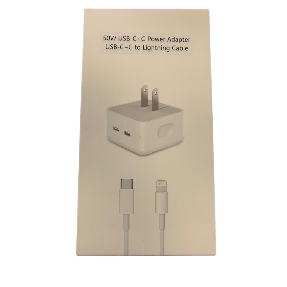 50W USB C+C Power Adapter USB-C+C to Lighting Cable