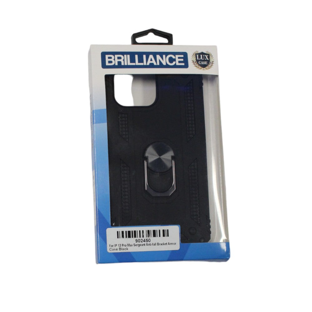 Brillance Armor Phone Case for iPhone 13 Pro Max with Anti-Fall Bracket - Black