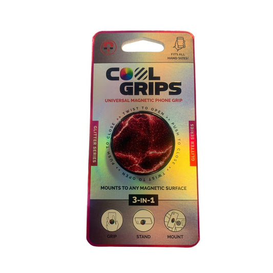 Cool Grips Universal Magnetic Phone Grip 3 n 1 Glitter Series - Red Lava
