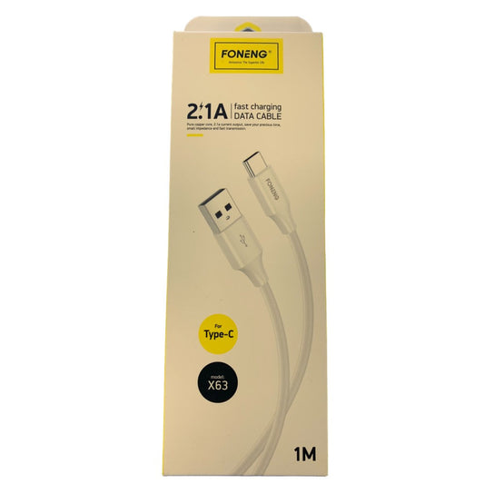 Foneng 2.1A Fast Charging Data Cable 1M Type C X63 - White