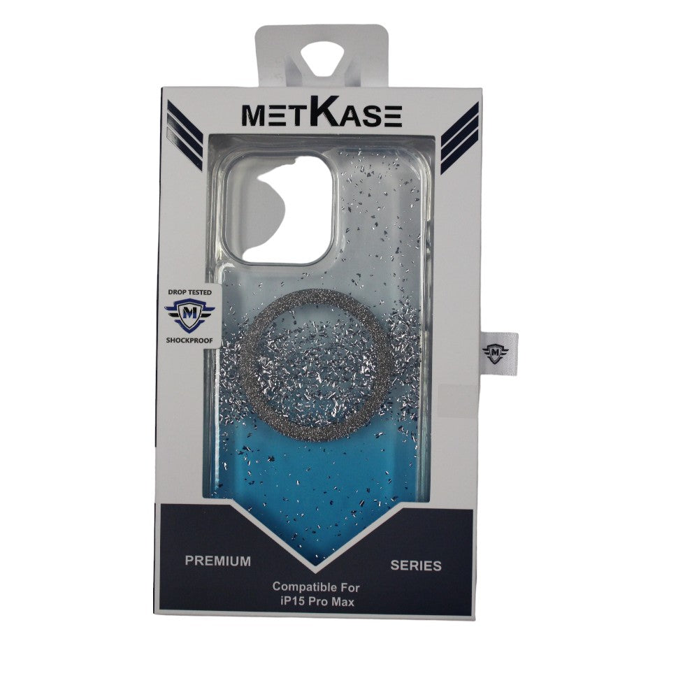 MetKase Premium Phone Case for iPhone 15 Pro Max - Blue with Glitter