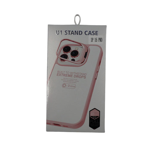 U1 Stand Case for iPhone 15 Pro - Light Pink