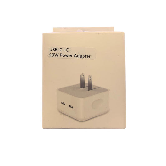 USB-C + C 50W Power Adapter - White